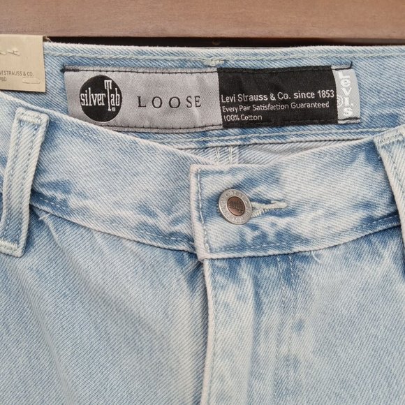 Levis Silvertab Jeans Mens 38x30 Blue Light Wash Distressed Loose Baggy Denim - Picture 4 of 13